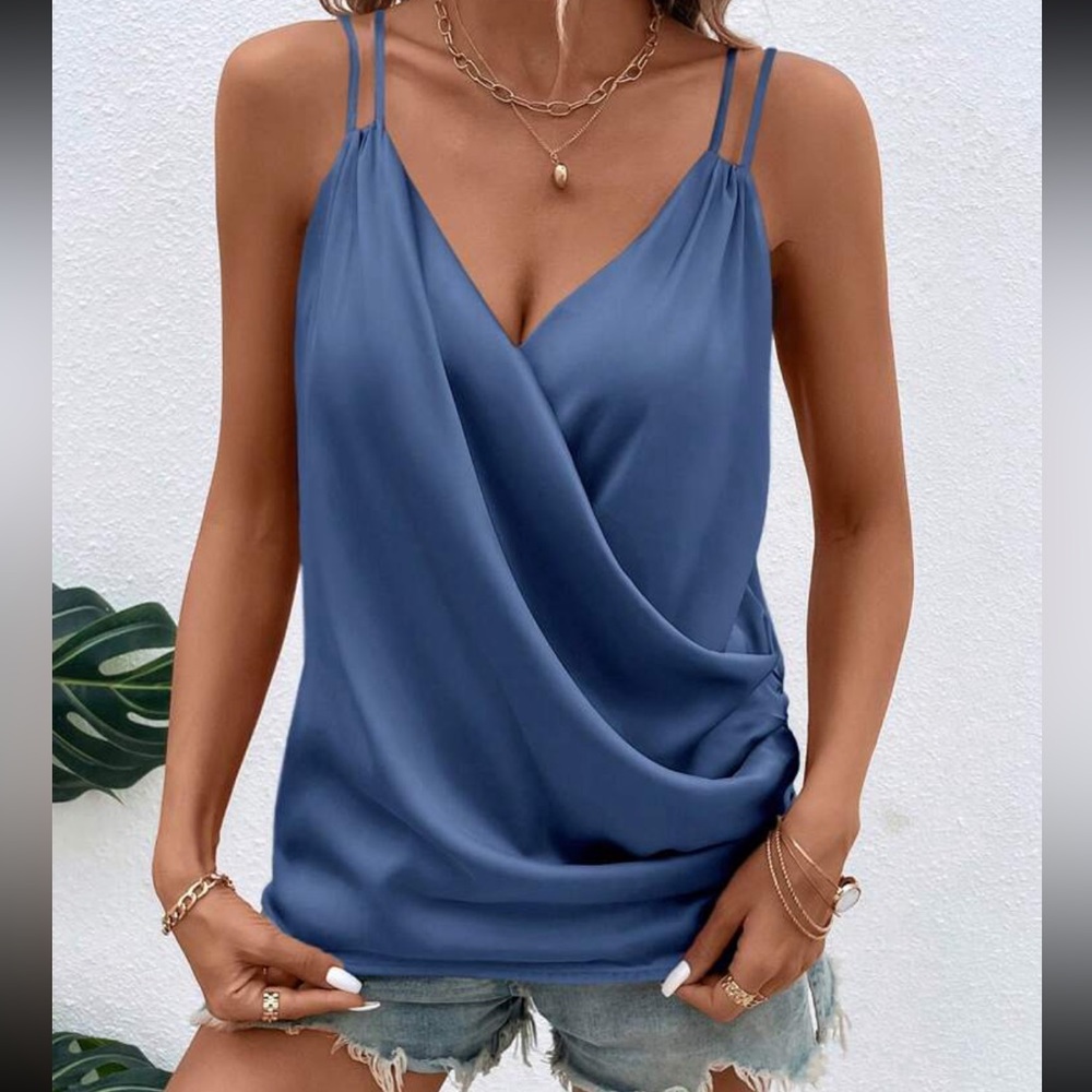 Luxe Satin Cami Top Blouse Shirt - Picture 12 of 16